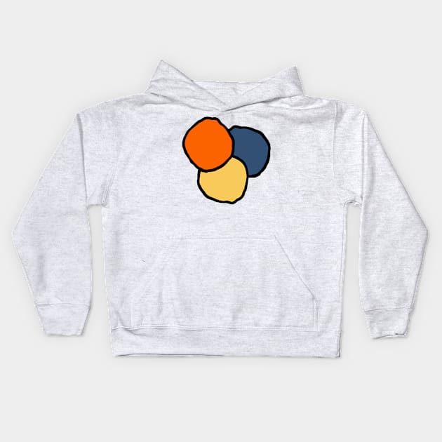 Modern asteroids in soft buttery golden yellow, denim blue, baby orange and translucent white Kids Hoodie by FrancesPoff